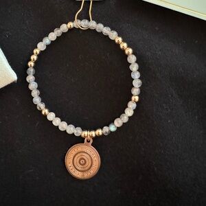 Enewton grey and gold beaded bracelet with charm. Size small